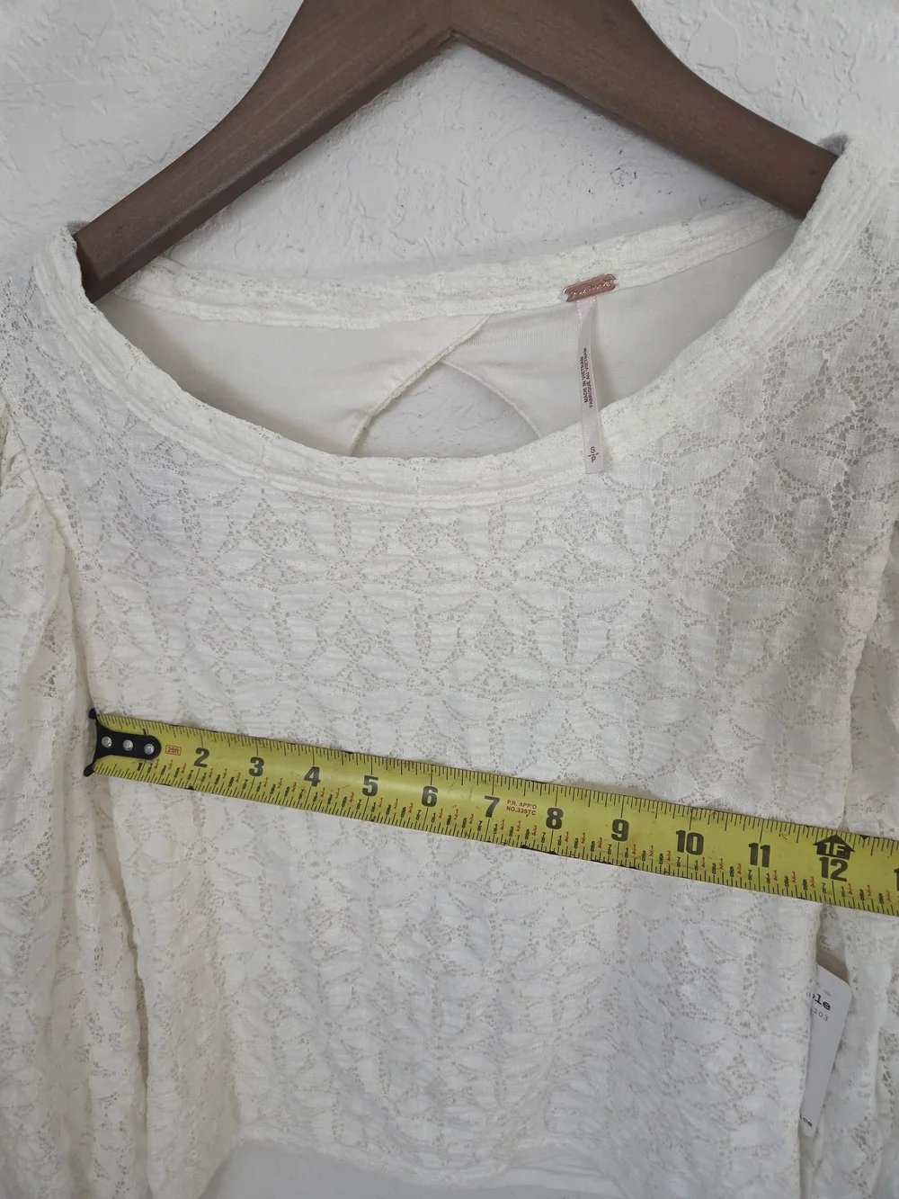 NWT Free People Jasmine Lace Top Small Ivory White Open Cutout Back Puff Sleeve